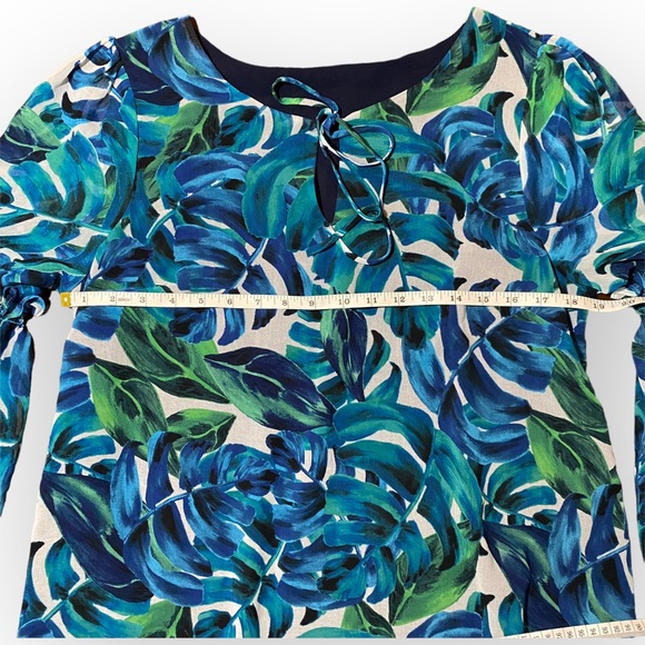 NWT ANTHROPOLOGIE Chloe Oliver Turquoise Tropical Palm Swing Dress size Medium - Picture 8 of 11